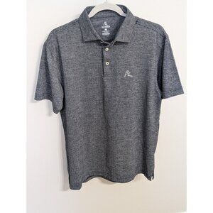 Rhoback Men's Performance Black/Gray Herringbone Golf Polo Shirt Size M